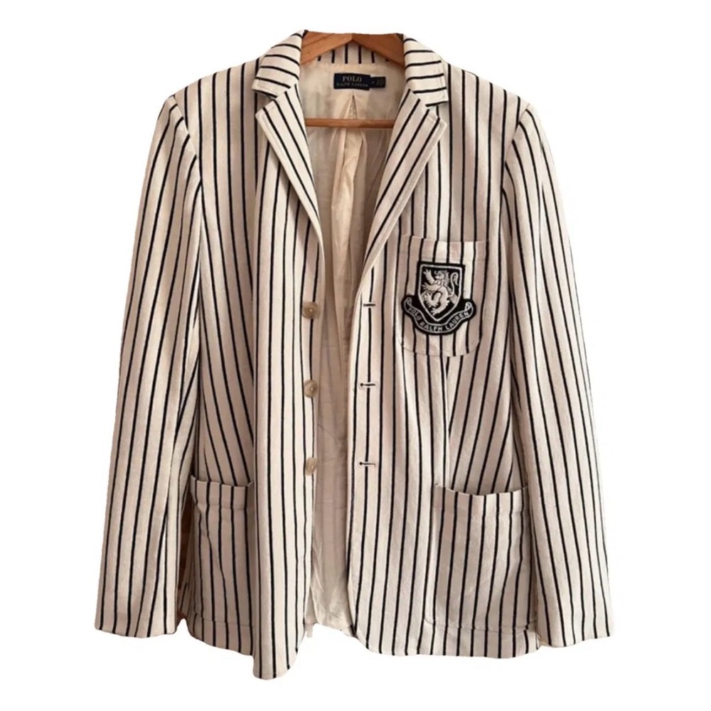 Ralph Lauren Cream Blazer with Black Stripes
